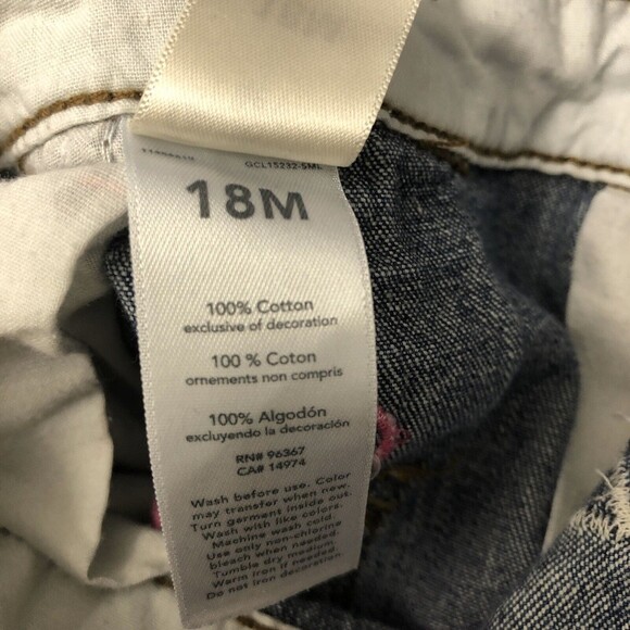 Oshkosh B'gosh Vestbak Girls Size 18 Months Embroidered Heart Jean Overalls - Picture 5 of 5